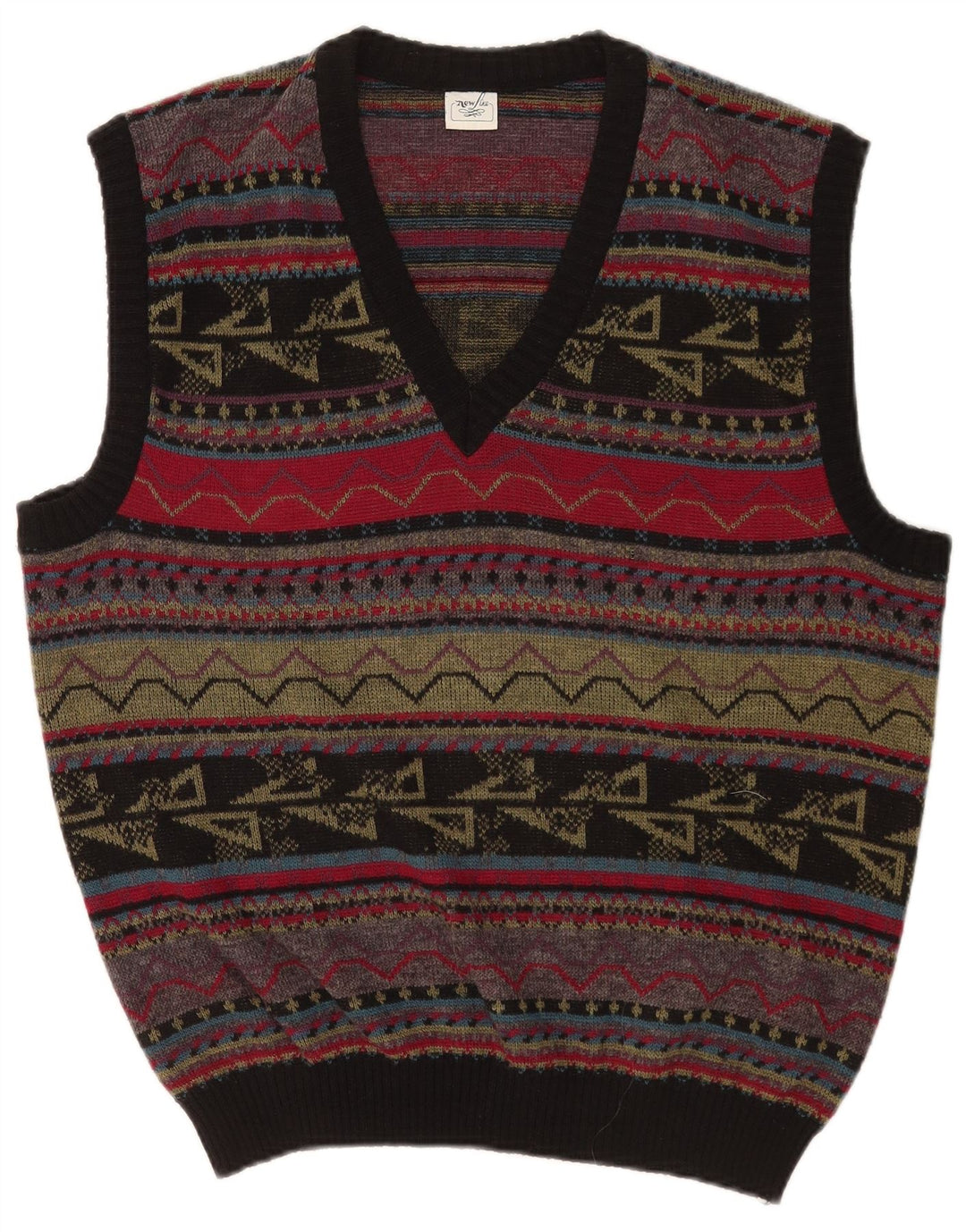 Vestă Vintage bărbați Tank Top mare multicolor geometric geometric acrilic
