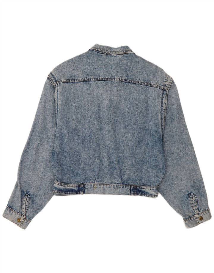 Jachetă de blugi vintage pentru femei UK 12, bumbac albastru mediu