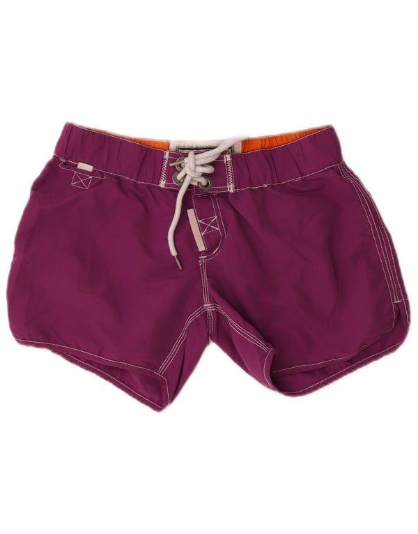 Pantaloni scurți de înot grafic Superdry pentru femei UK 12 Poliester violet mediu
