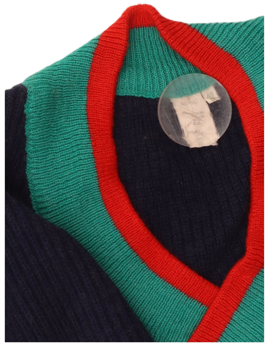 Pulover cu decolteu în V VINTAGE pentru femei IT 48/50 XL bleumarin cu dungi