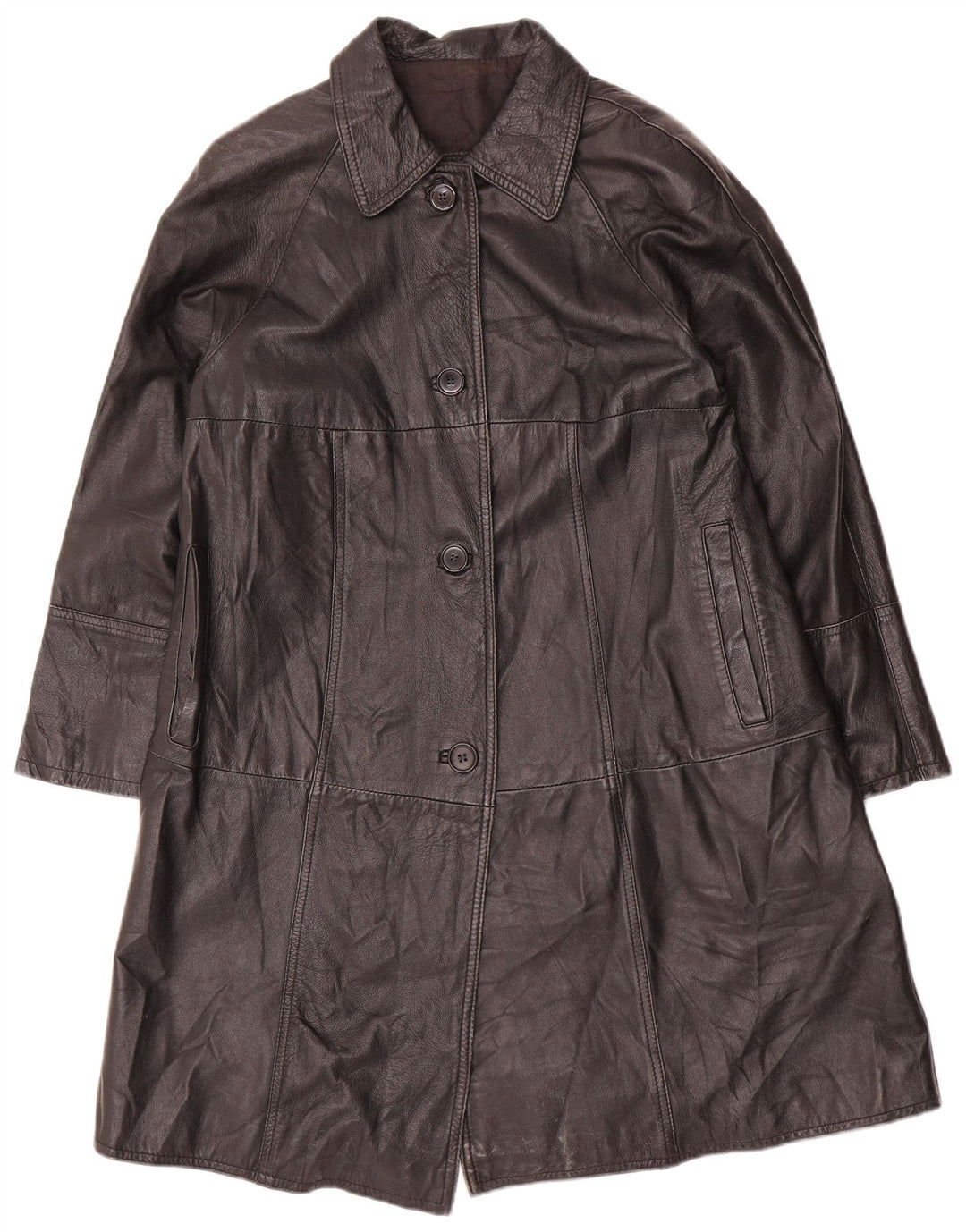 Palton din piele vintage pentru femei IT 42 Medium Black