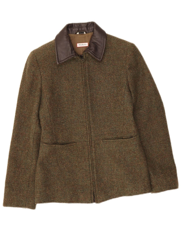Jachetă pentru femei Max & Co. Blazer cu fermoar complet UK 8 Mic Kaki Lână