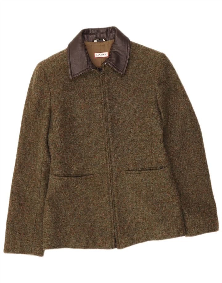 Jachetă pentru femei Max & Co. Blazer cu fermoar complet UK 8 Mic Kaki Lână