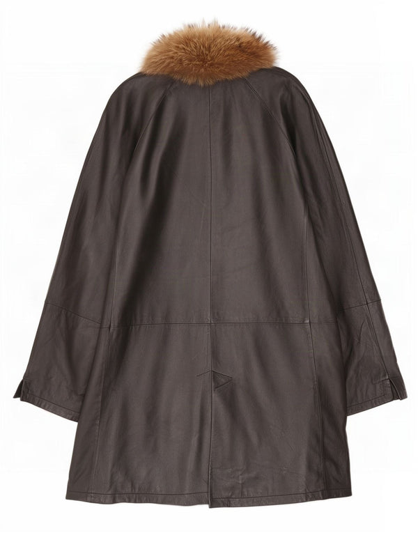 Palton supradimensionat din piele vintage pentru femei UK 18 XL negru
