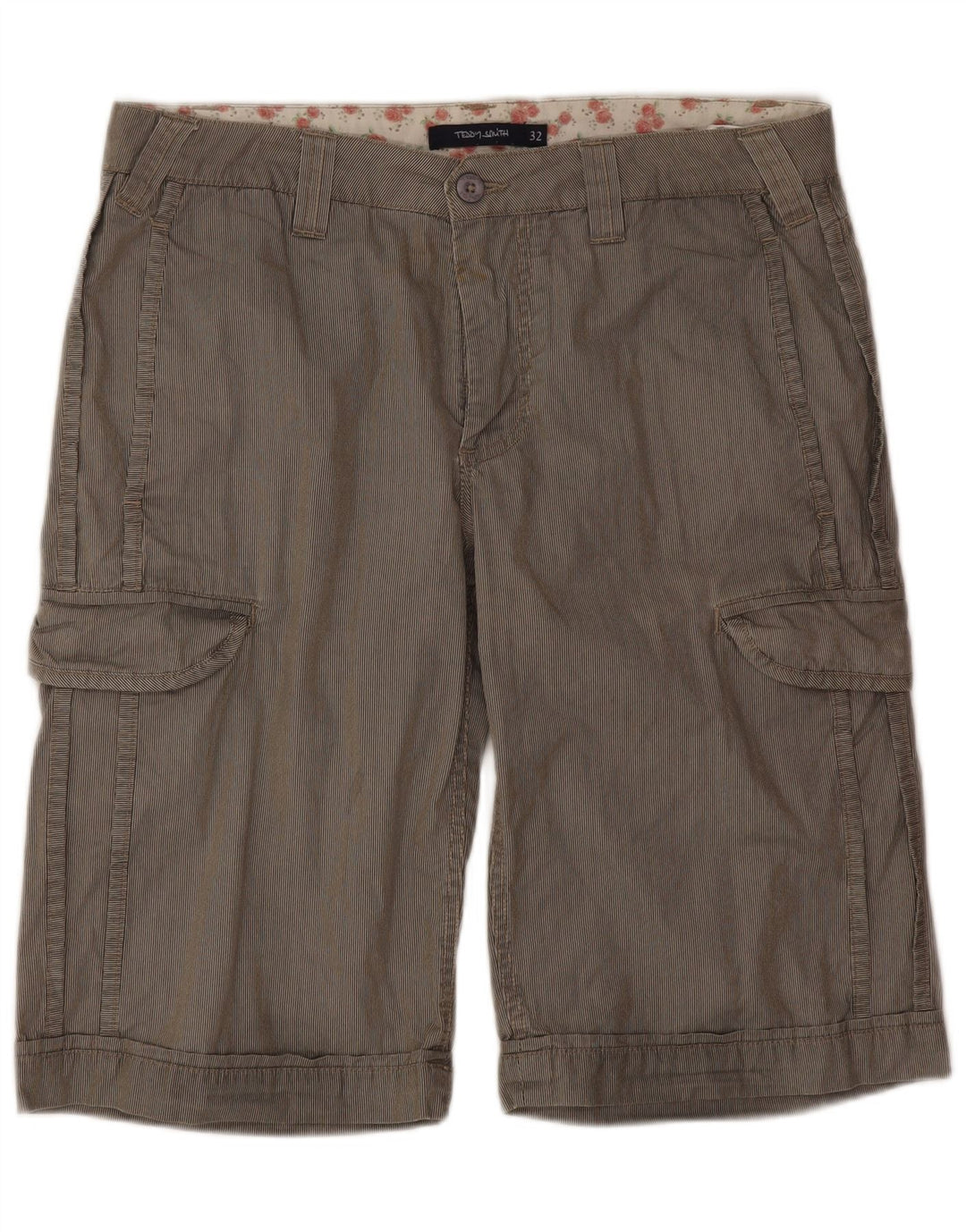 Pantaloni scurți cargo pentru bărbați Teddy Smith W32, bumbac cu dungi gri medii