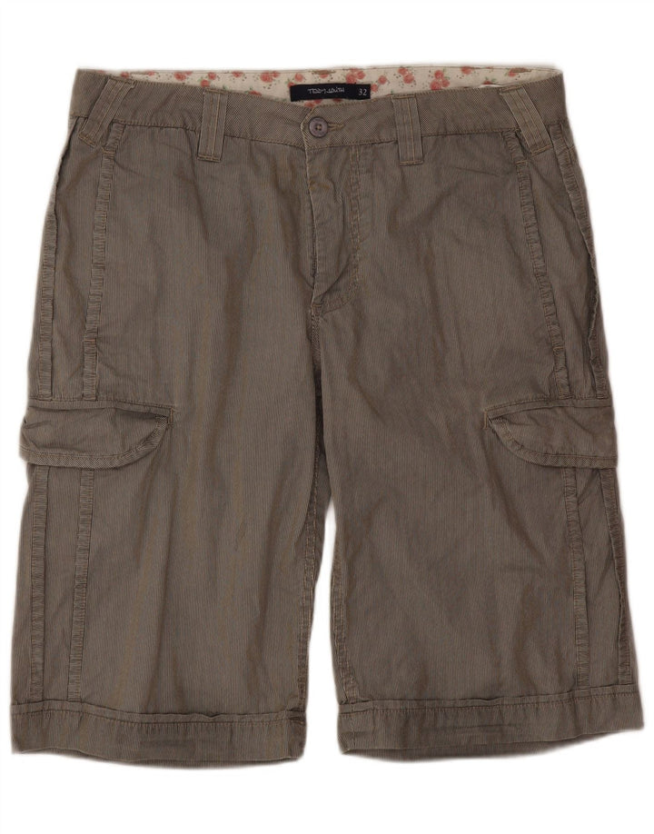 Pantaloni scurți cargo pentru bărbați Teddy Smith W32, bumbac cu dungi gri medii