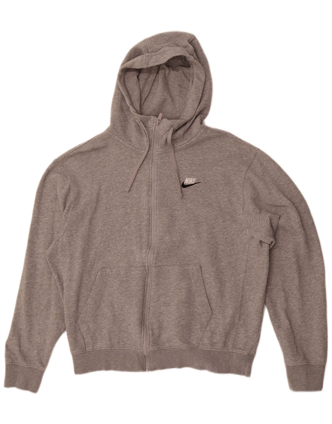 Pulover Nike pentru femei, supradimensionat, cu fermoar, UK 14, bumbac cu pete, gri mediu