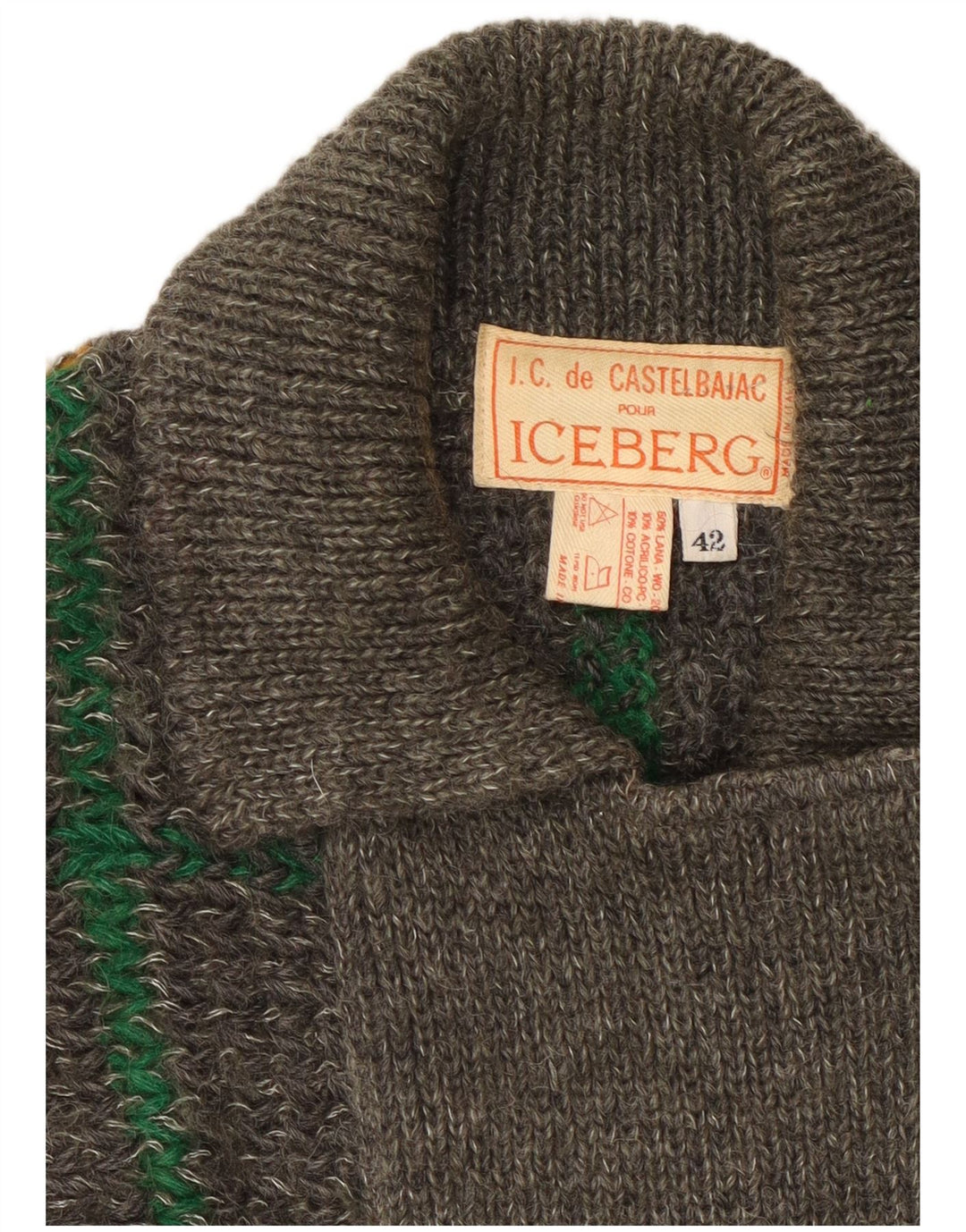 Pulover cardigan pentru femei Iceberg IT 42 Lână cu carouri gri mediu