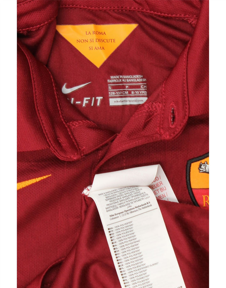 NIKE Boys Roma Polo Shirt 8-9 Years Small Maroon Colourblock Polyester