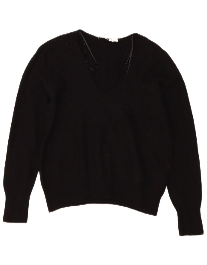 Pulover pentru femei cu decolteu în V Zara UK 10 Lână neagră mică