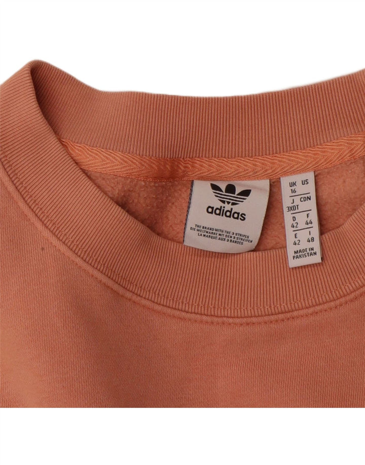 Pulover adidas supradimensionat pentru femei UK 16 mare bumbac portocaliu