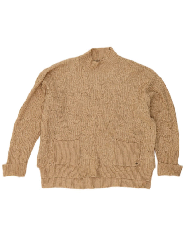 Pulover pentru femei cu gât țestoasă Fat Face UK 14 mare, bej, acrilic