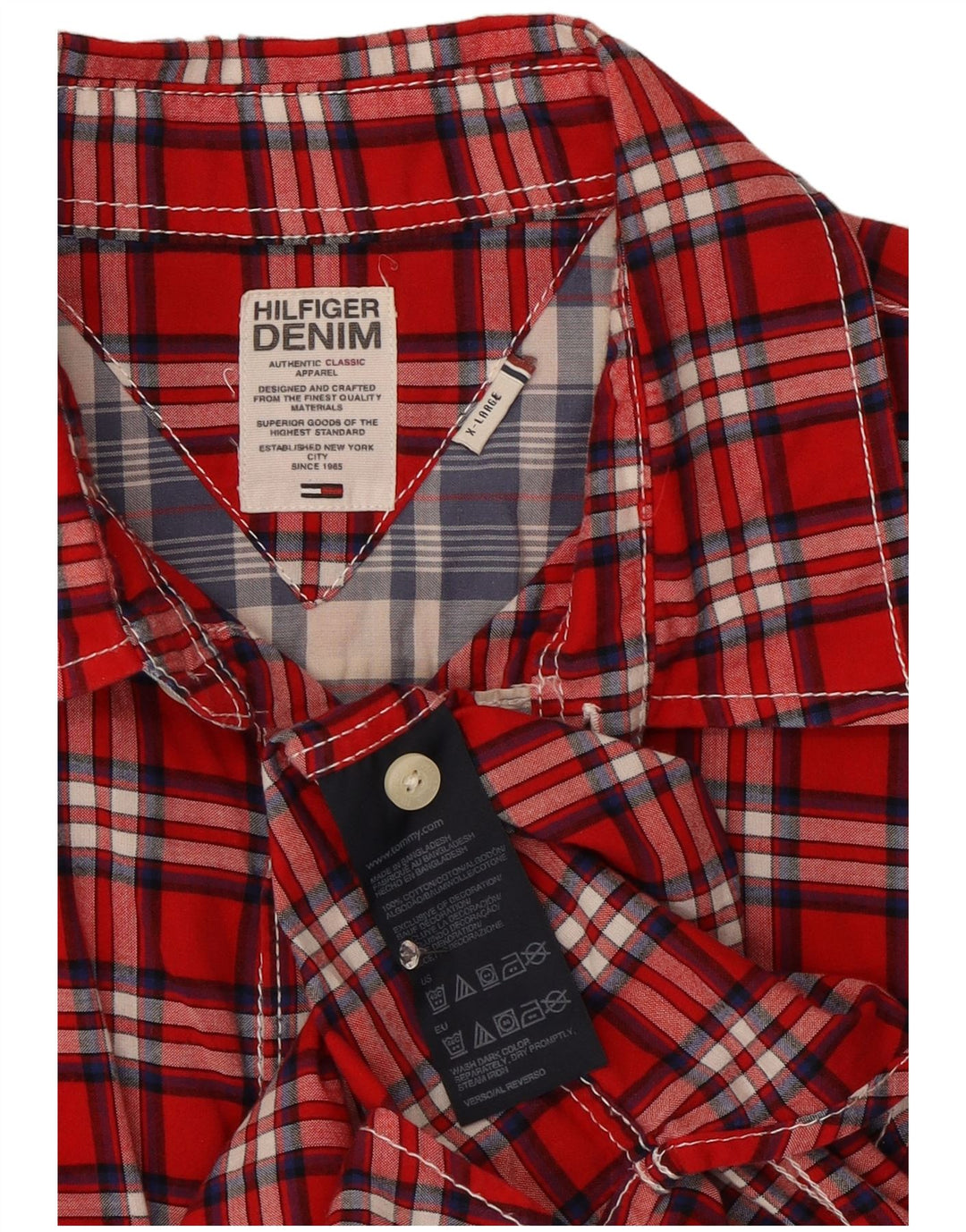 Cămașă pentru bărbați Tommy Hilfiger XL, bumbac cu carouri roșii