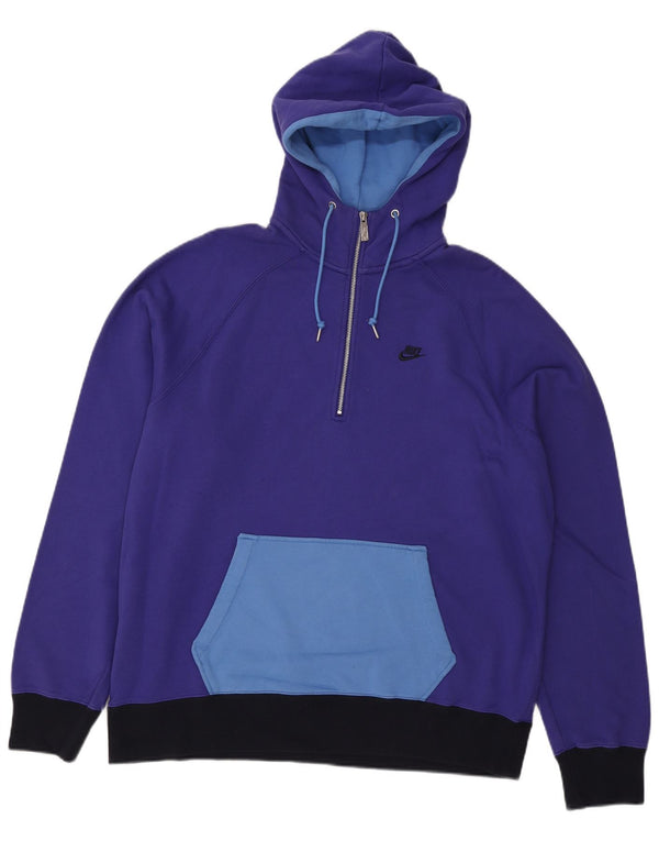 Hanoră Nike pentru bărbați, cu fermoar și gât, XL, mov, bumbac color bloc