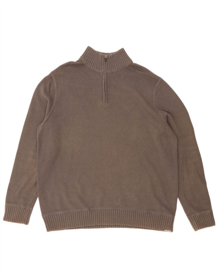 EDDIE BAUER Pulover pentru bărbați cu fermoar și gât, bumbac XL, gri