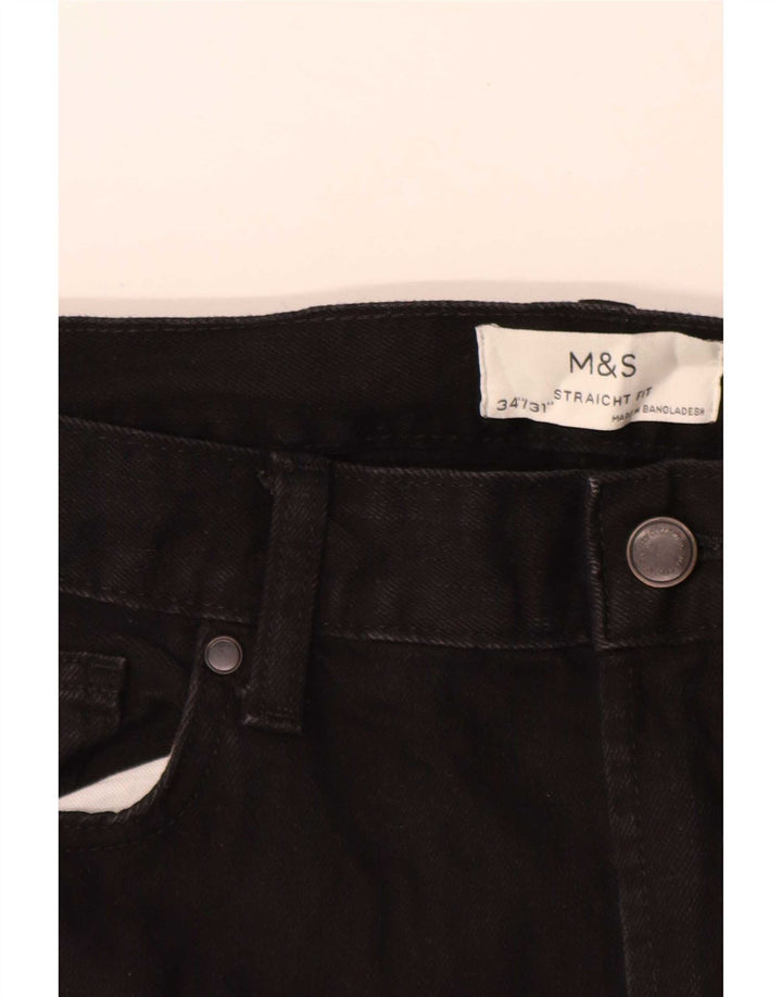 Blugi drepti pentru bărbați Marks & Spencer W34 L31 bumbac negru