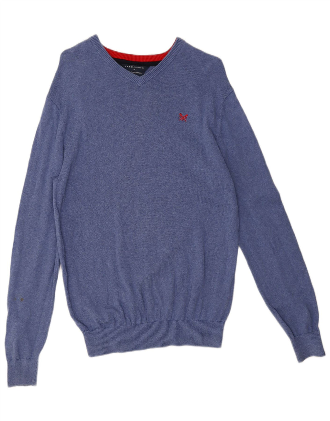 Crew Clothing Pulover cu decolteu în V pentru bărbați, bumbac albastru mediu
