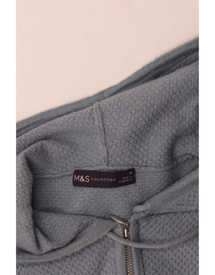Pulover cardigan cu glugă pentru bărbați Marks & Spencer, viscoză albastră medie
