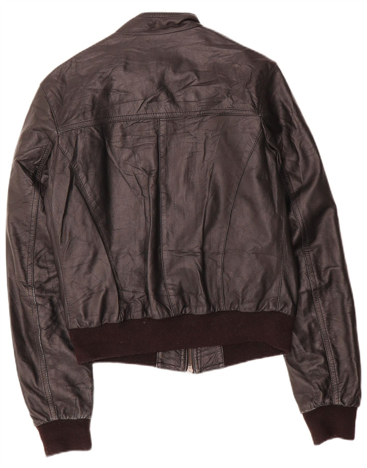 Jachetă de piele vintage pentru femei UK 12 Medium Black