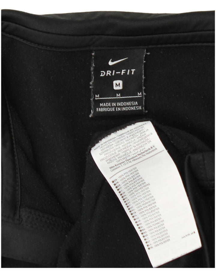 Top de trening pentru bărbați Dri Fit, cu fermoar și gât, din poliester negru mediu