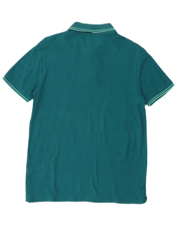 Tricou polo pentru bărbați Lotto mic turcoaz cu dungi