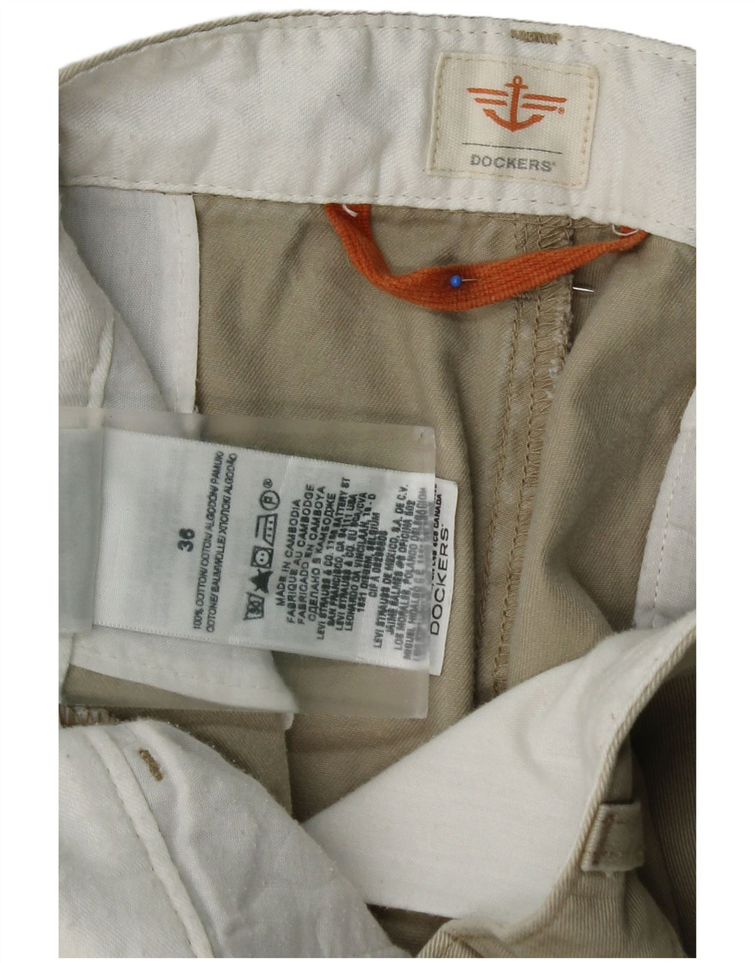 DOCKERS Mens Chino Shorts W36 Large  Beige Cotton