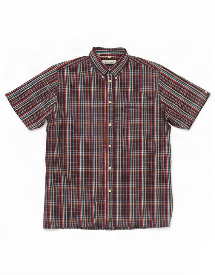 Cămașă cu mânecă scurtă pentru bărbați Ben Sherman XL, bumbac cu carouri multicolore