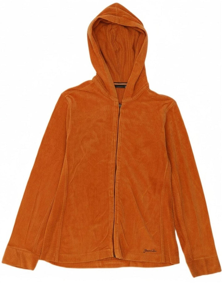 INVICTA Womens Hooded Tracksuit Top Jacket UK 14 Medium Orange Cotton