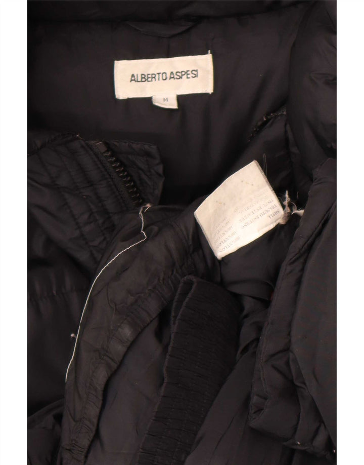 Alberto Aspesi Jachetă căptușită cu glugă pentru bărbați UK 38 Medium Black Nylon