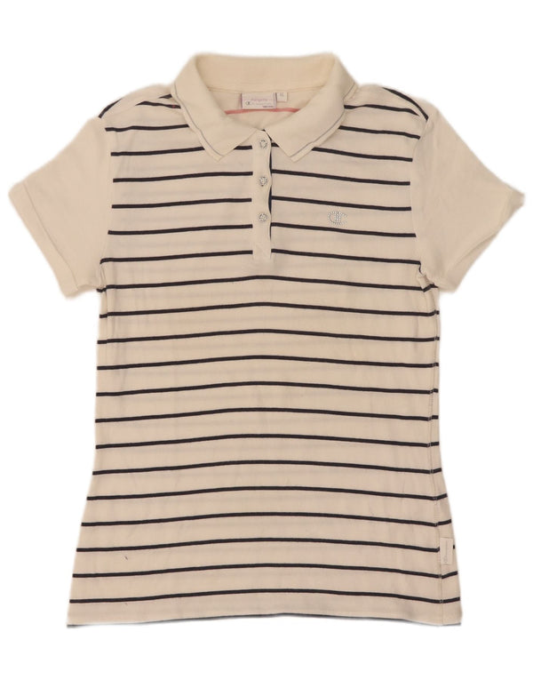 Tricou polo Champion pentru fete Heritage Fit 13-14 ani XL cu dungi albe