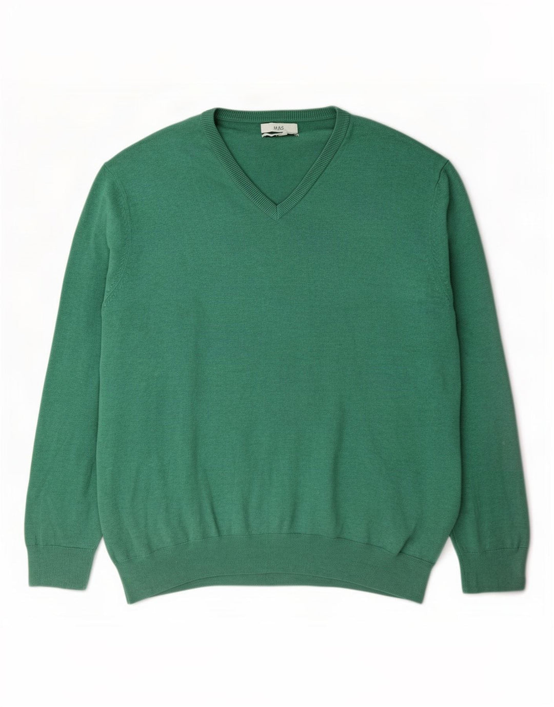Pulover cu decolteu în V pentru bărbați Marks & Spencer, bumbac verde 2XL