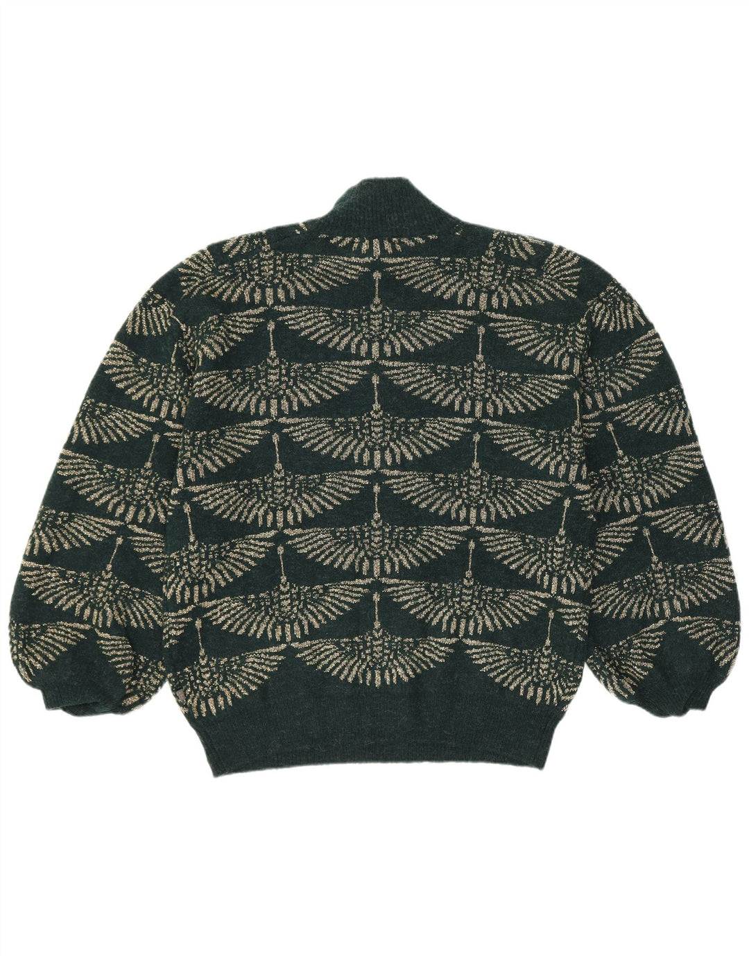 Pulover vintage cu gât țestoasă pentru femei UK 14 verde mediu