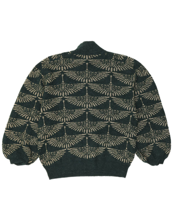 Pulover vintage cu gât țestoasă pentru femei UK 14 verde mediu