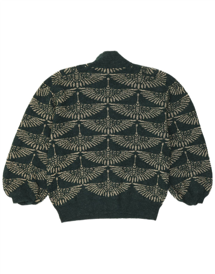 Pulover vintage cu gât țestoasă pentru femei UK 14 verde mediu