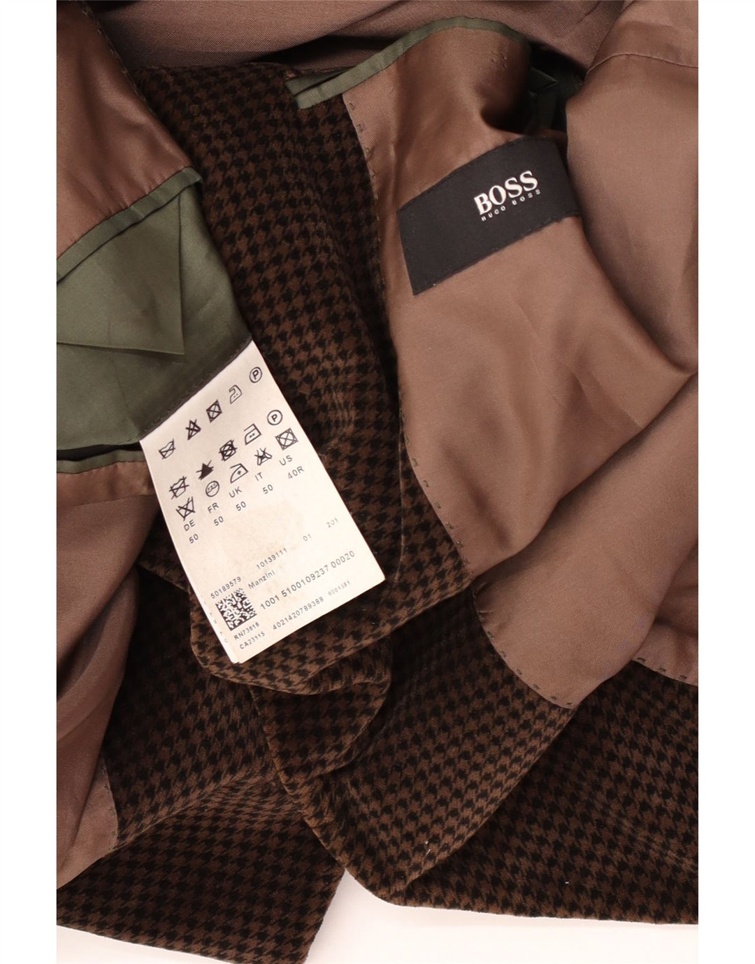 Blazer pentru bărbați Hugo Boss, cu 2 nasturi, EU 50, maro mare, viscoză cu picioare de gală