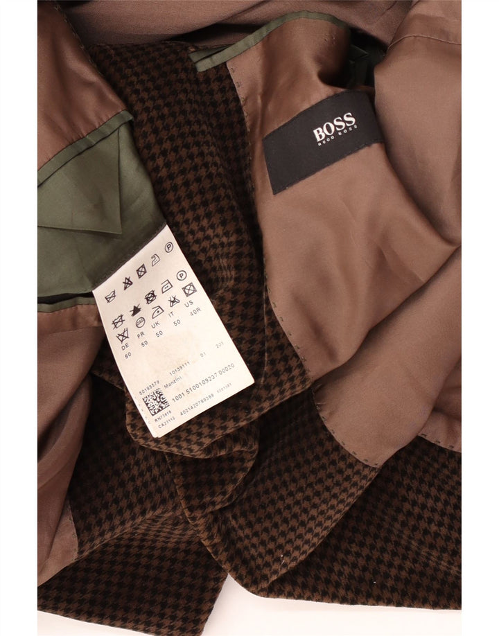 Blazer pentru bărbați Hugo Boss, cu 2 nasturi, EU 50, maro mare, viscoză cu picioare de gală