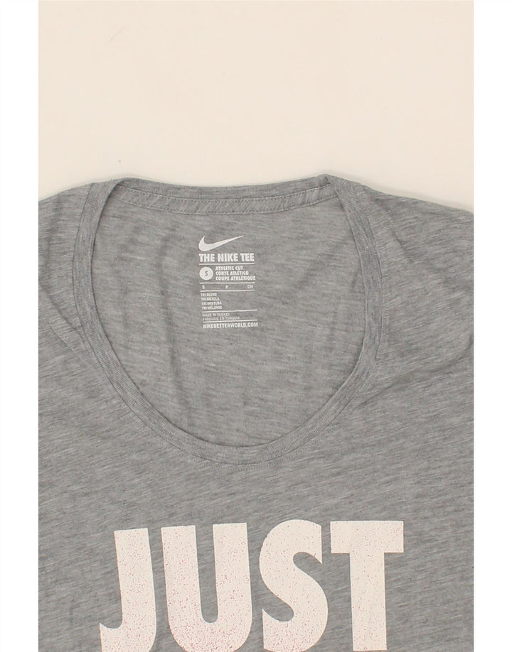 NIKE Womens Athletic Cut Oversized Graphic T-Shirt Top UK 10 Small Grey Vintage Nike and Second-Hand Nike from Messina Hembry 
