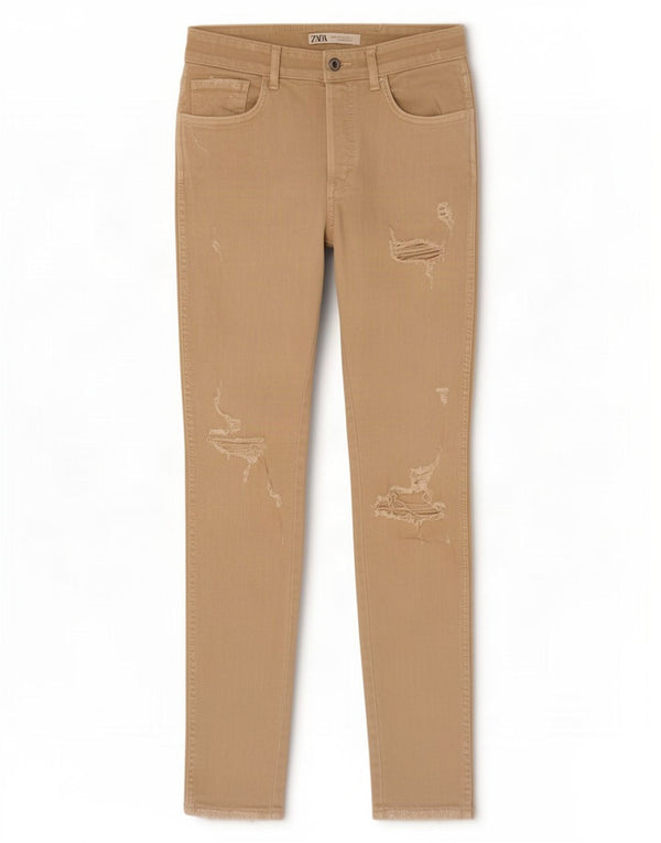 Blugi skinny distressed pentru bărbați Zara EU 40 Medium W31 L30 Bej