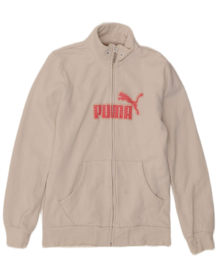 Jachetă de top pentru trening Puma pentru femei, UK 12, bumbac alb mediu