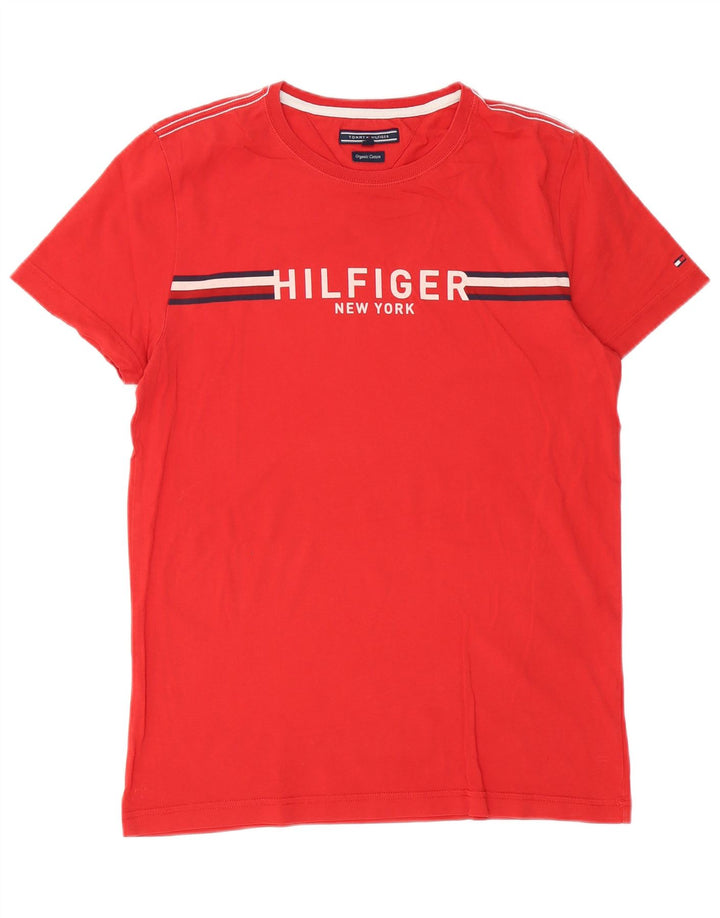Tricou grafic Tommy Hilfiger pentru bărbați Top din bumbac roșu mediu