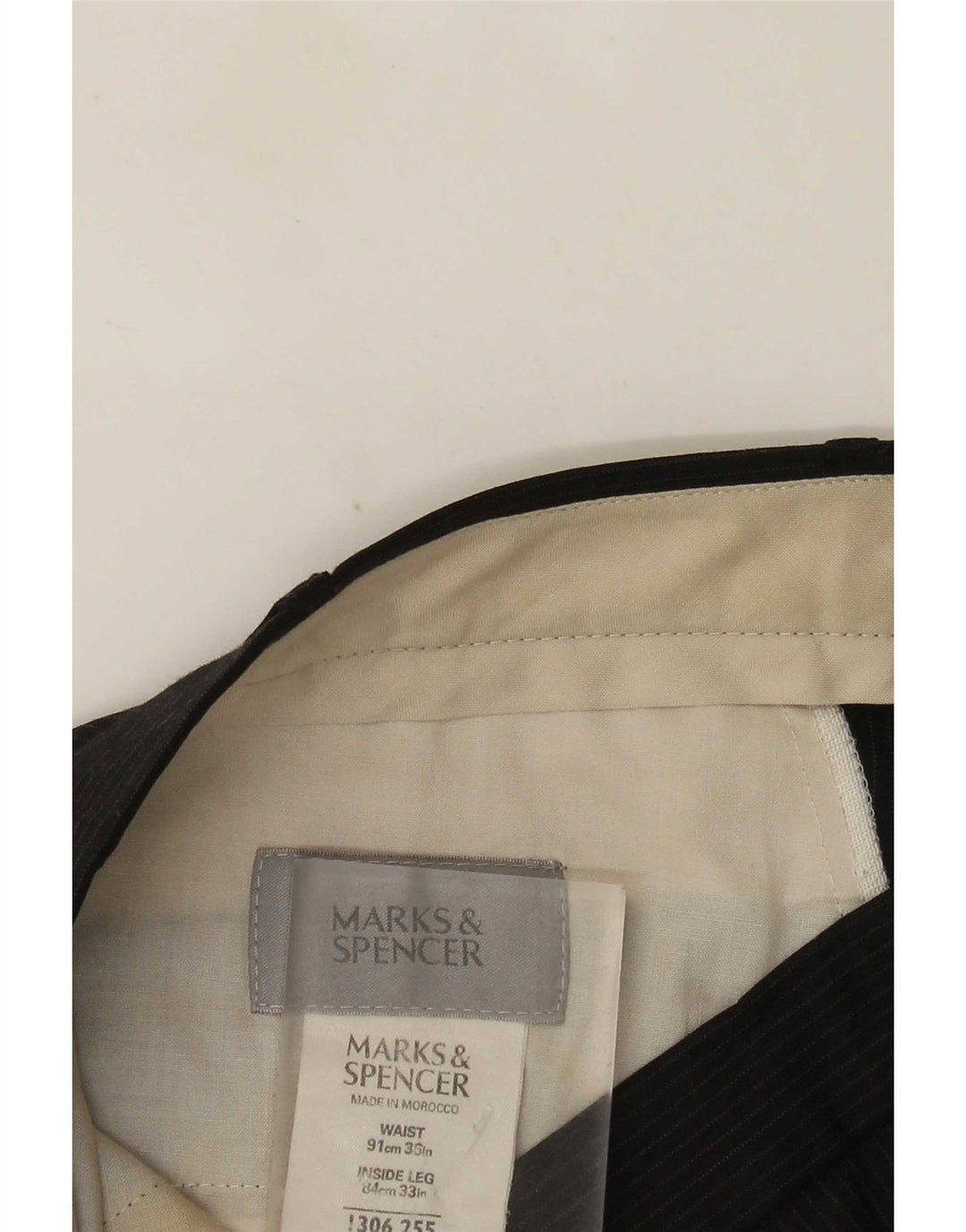 Marks & Spencer Pantaloni de costum bărbătesc cu gheață W36 L33 poliester negru cu dungi