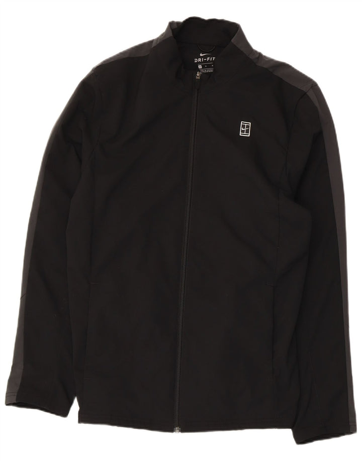 Jachetă de top pentru trening Nike Dri Fit pentru bărbați, negru mediu, poliester bloc de culoare