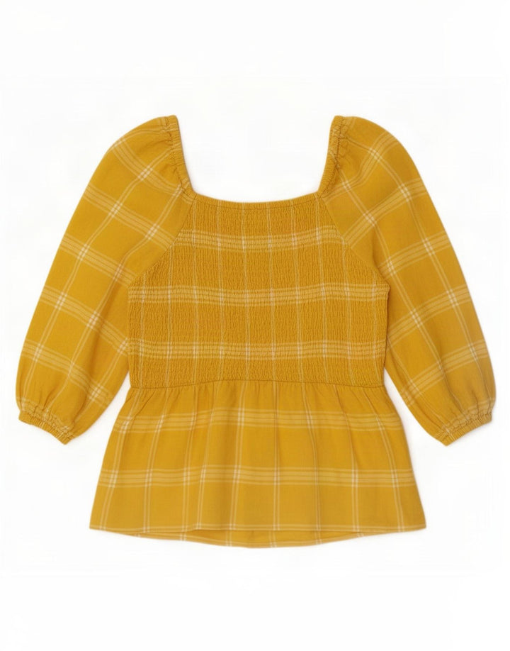 Bluză pentru femei Marks & Spencer, cu mâneci 3/4, UK 14 Medium Yellow Check