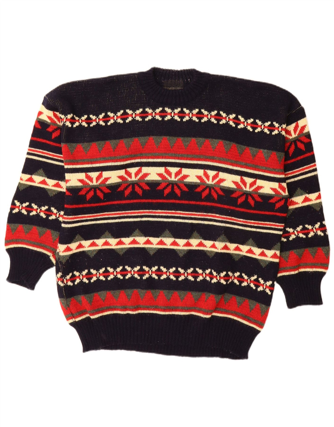 Pulover Vintage pentru bărbați cu gâtul turnat, mare, multicolor, Fair Isle