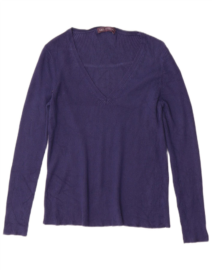 MARKS & SPENCER Pulover cu decolteu în V pentru femei UK 10 Mic bleumarin
