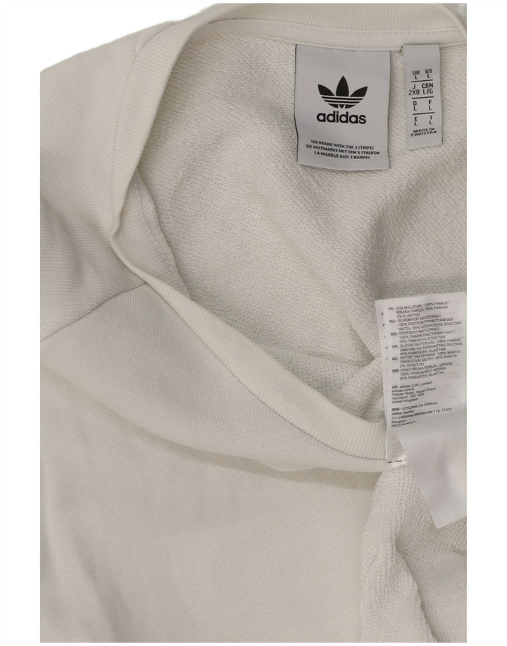 Hanorac pentru bărbați ADIDAS Pulover mare din bumbac alb