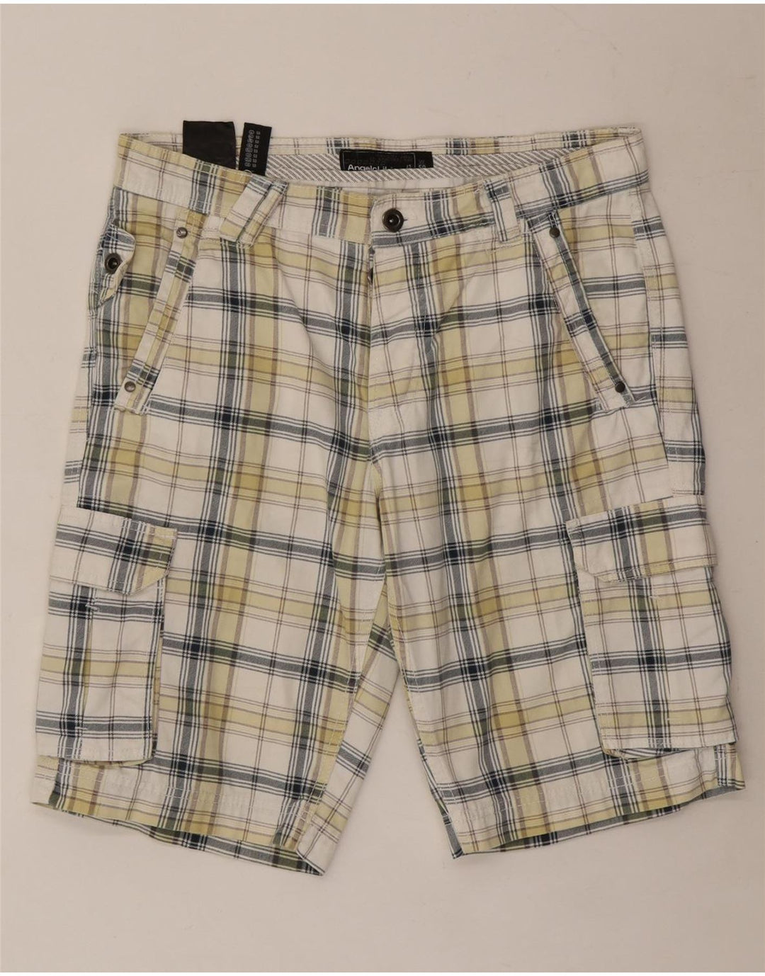 Angelo Litrico Pantaloni scurți cargo pentru bărbați IT 50 Large W34 White Check Bumbac