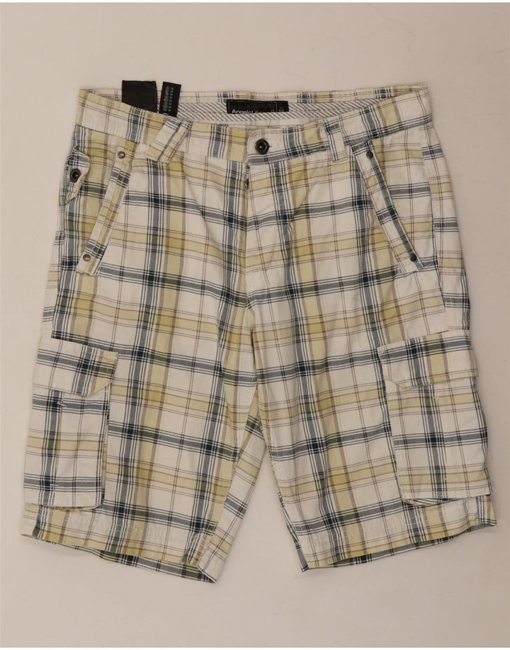 Angelo Litrico Pantaloni scurți cargo pentru bărbați IT 50 Large W34 White Check Bumbac