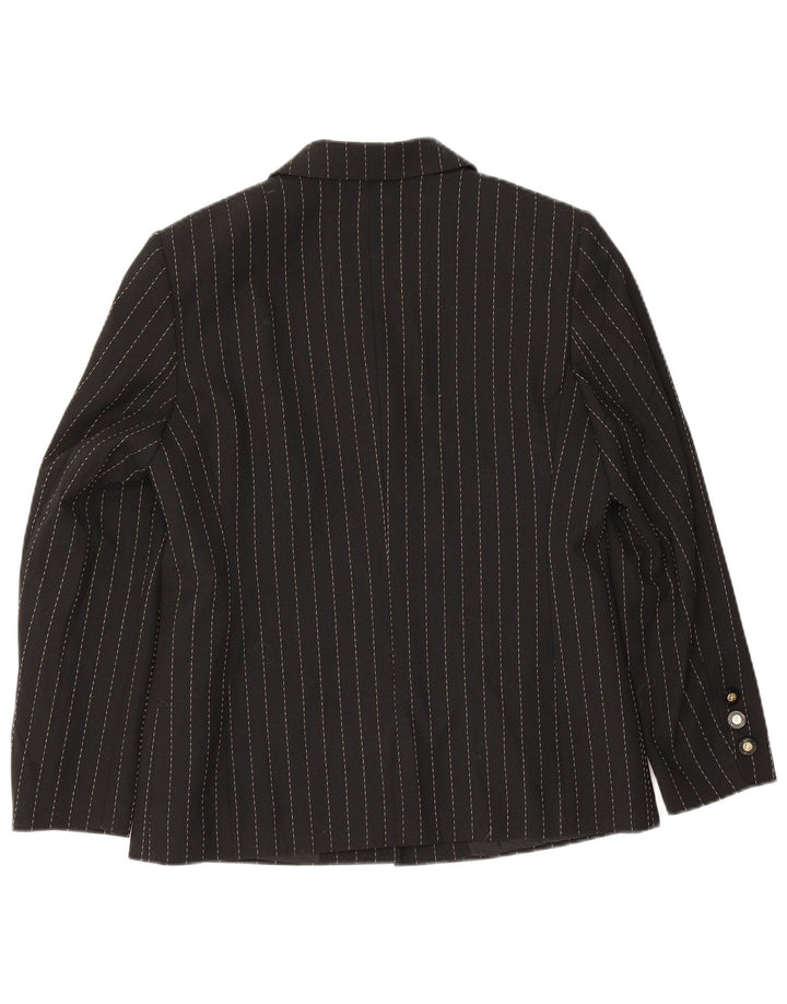 Jachetă Blazer pentru femei Delmod cu 4 nasturi UK 12 Poliester cu dungi negre medii