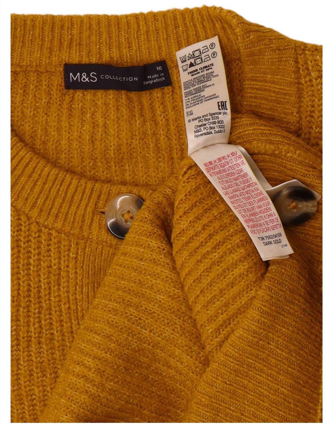Pulover cardigan supradimensionat pentru femei Marks & Spencer UK 16 Large Yellow